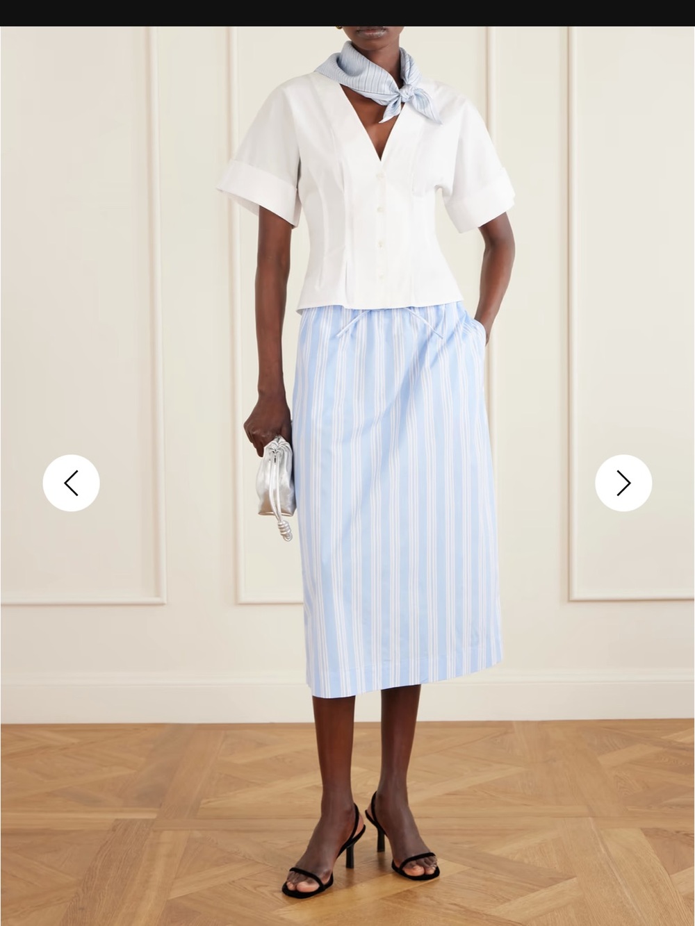 NWT STAUD Shore Skirt. Blue and white striped drawstring skirt. Size Medium.